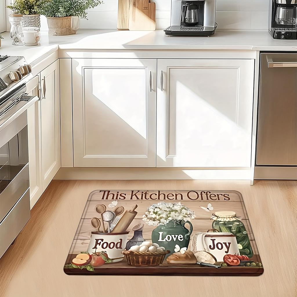 1Pcs Farmhouse Print Waterproof Non-Slip Thick Cushioned Kitchen Mat Heavy Duty Comfort Standing Mat for Kitchen Bathroom