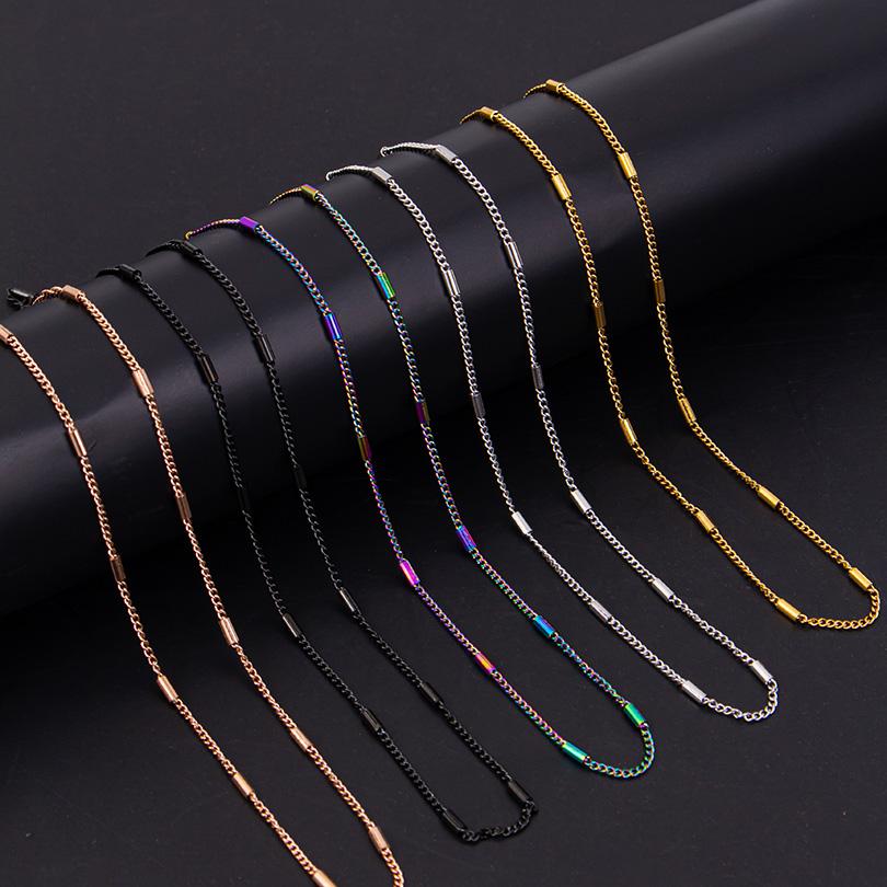1/10pcs Metal Stainless Steel Necklaces For Women Men Accessories Diy Jewelry Making 40+5cm Long Chains Around Neck Chains Gift