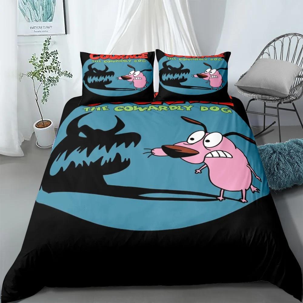 Duvet Cover Pillowcase C-Courage the Cowardly Dog Bedding Set Adult Boy Girl 2/3piece set Bedroom Decoration Single Double Size