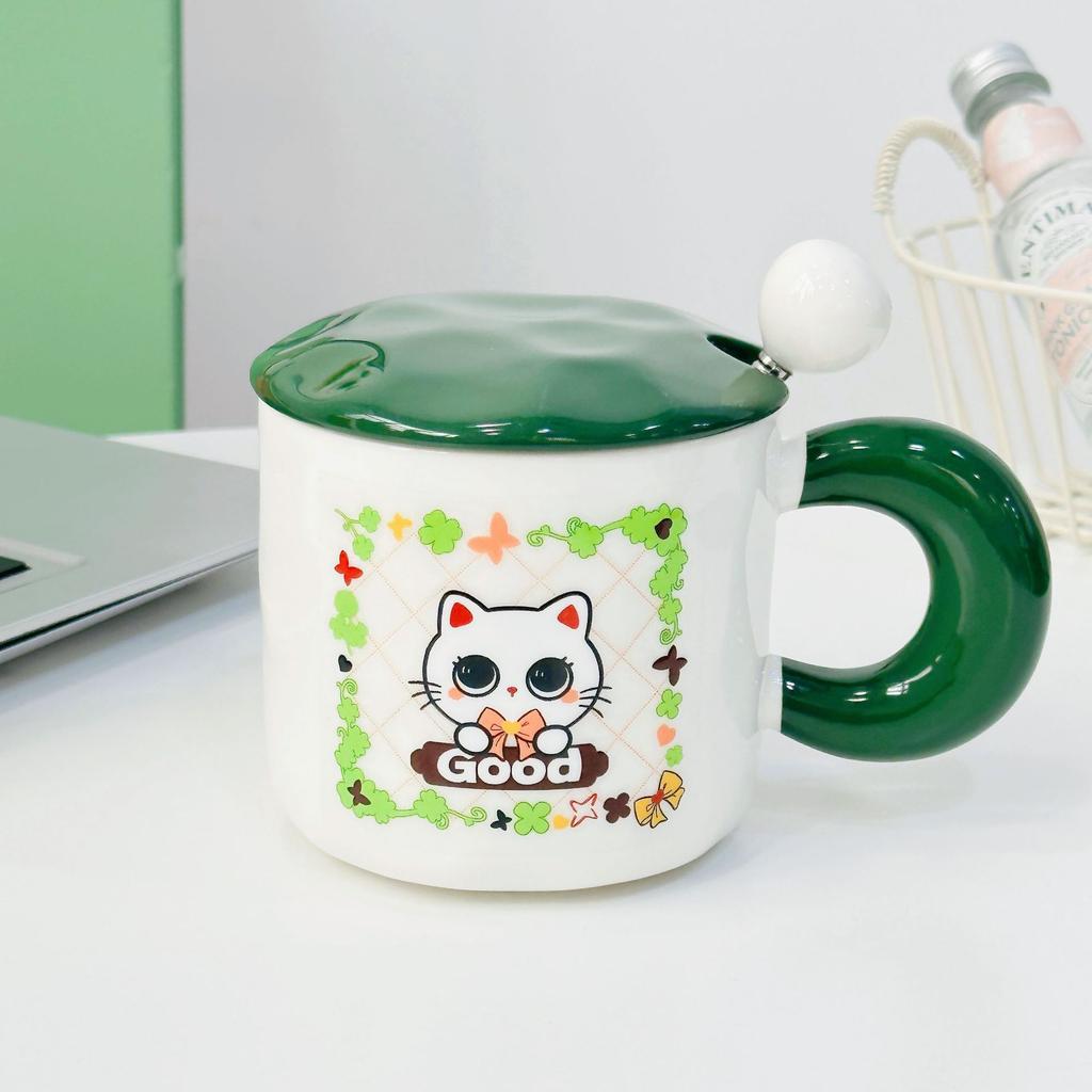 Cartoon Ceramic Cup with Magnetic Dolls Large Capacity High Temperature Resistance Mug Opening Small Gift Water Cup Small Animal Cup