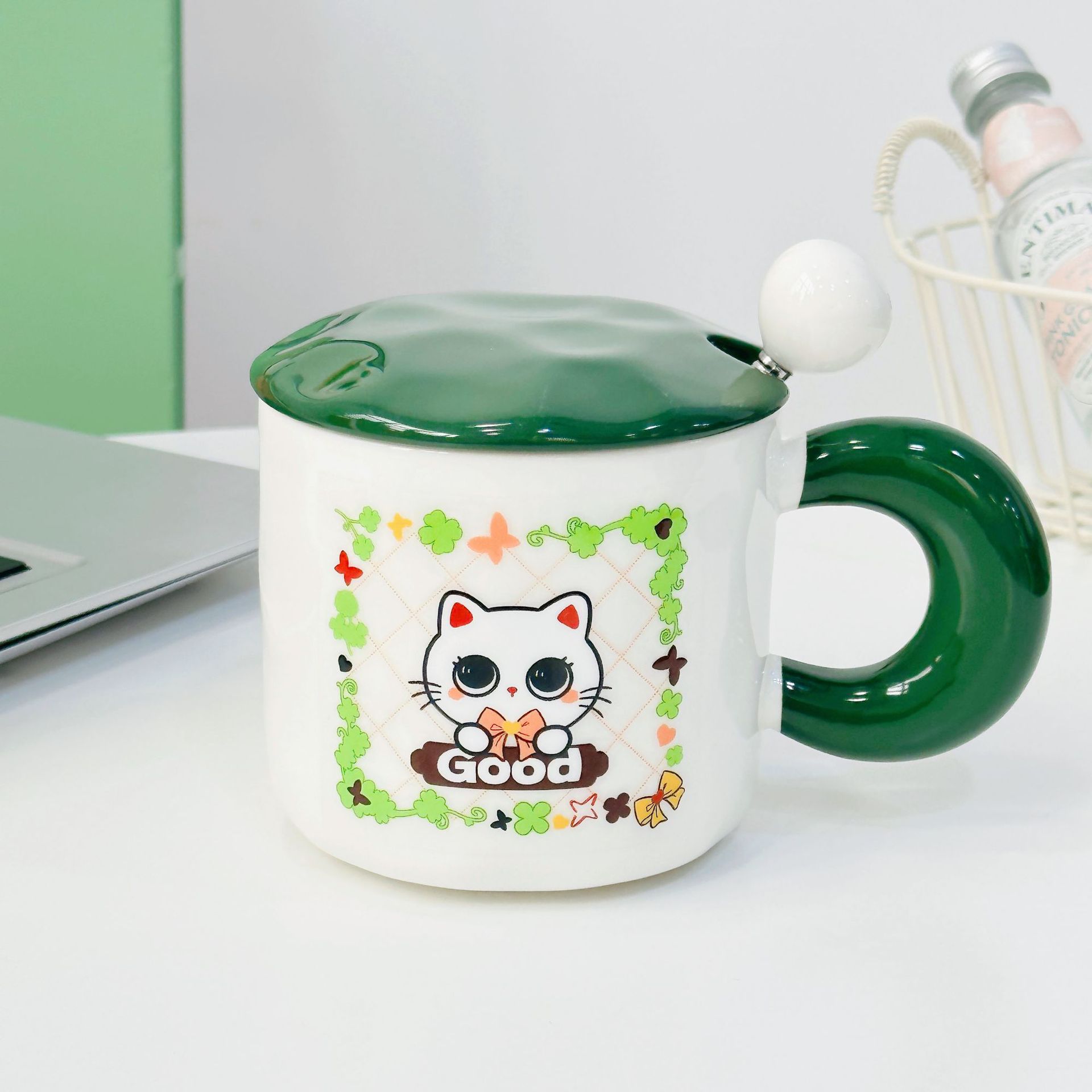 

Мультяшная керамическая чашка с магнитными куклами, большая емкость, высокая термостойкость, кружка с отверстием, небольшой подарок, чашка для воды, чашка с маленьким животным 400ML