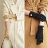 Velvet Winter Cycling Gloves Pearl Plush Gloves All-Match Women Mittens  Outdoor