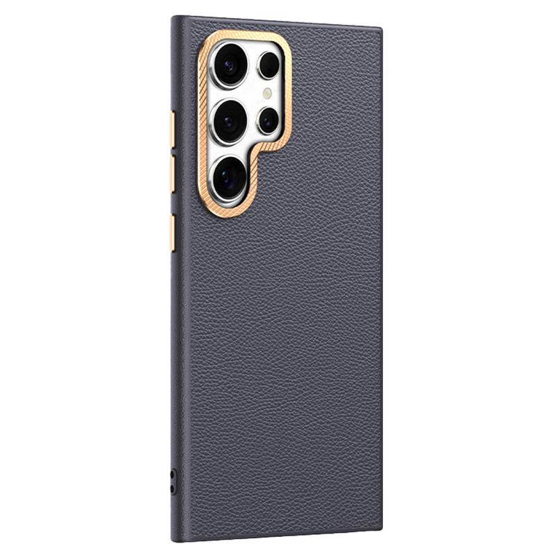 For Samsung Galaxy S24 Ultra Anti-Drop PU Leather+TPU Phone Case Metal Lens Frame Cover