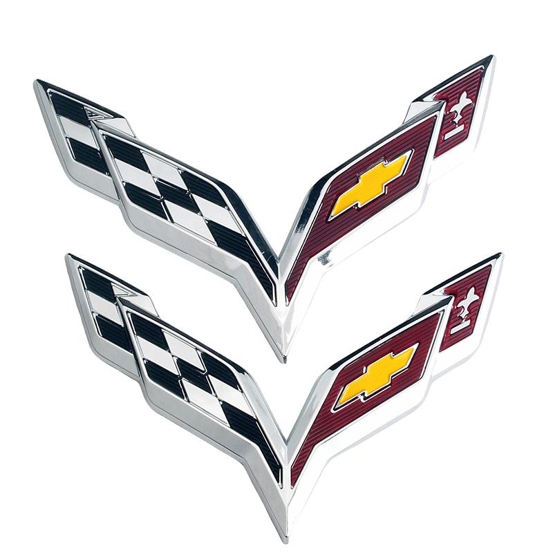3D ABS Car Emblem For Chevrolet Corvette C5 C6 C7 C8 Rear Trunk Front Hood Sticker Replacement Badge Exterior Decoration