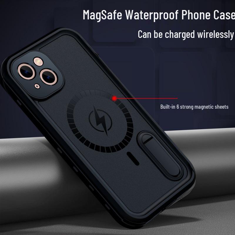 Red Pepper Waterproof Magnetic Phone Case for iPhone 13 - Outdoor Diving & Cycling