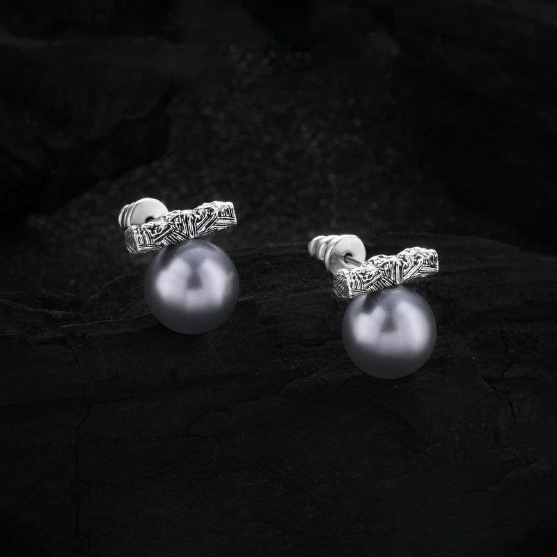 925 Silver Drop Earrings Hoop Pearl Leaf Vintage Irregular For Women Girl Gift Fashion Jewelry Dropship