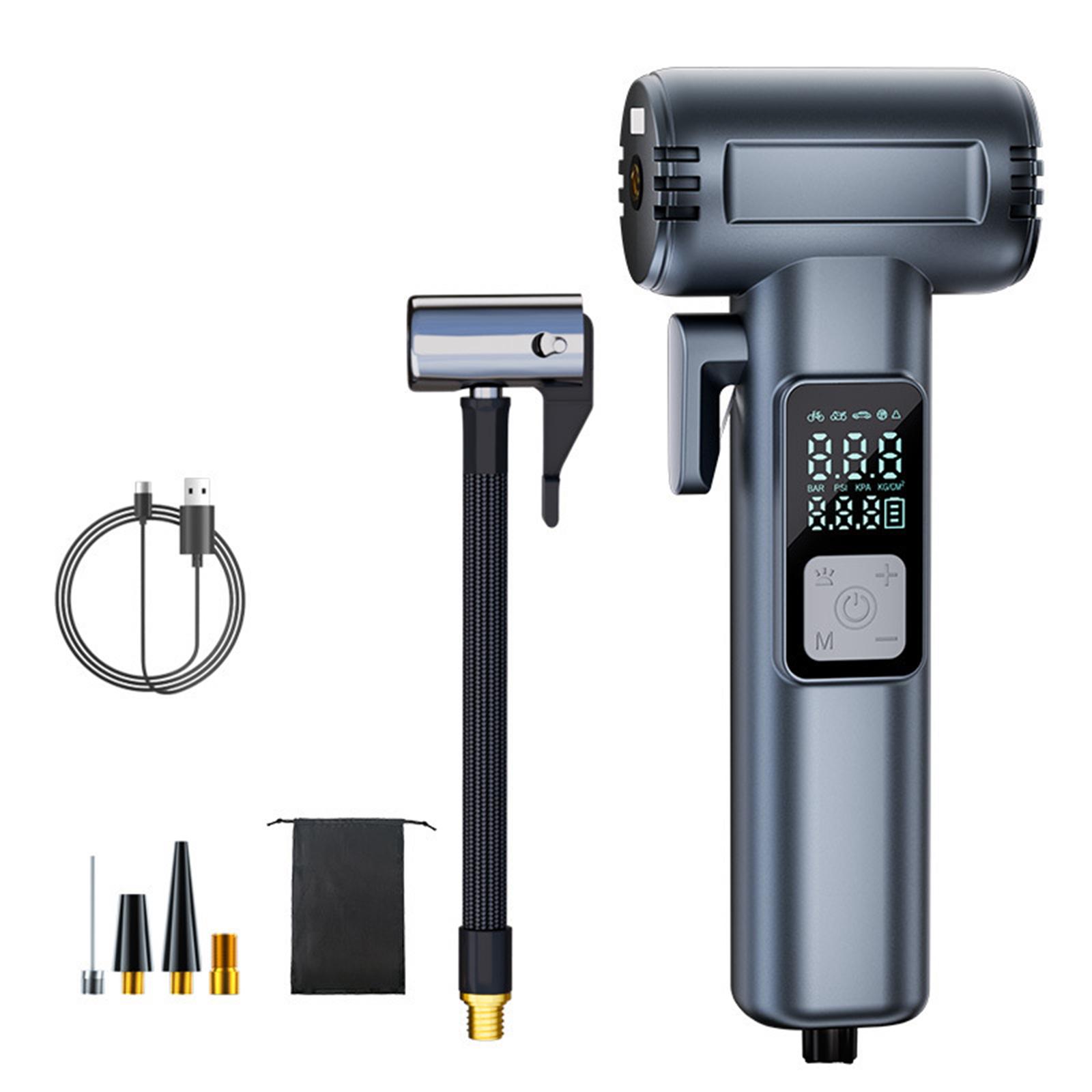 

Портативный автомобильный надувной насос для шин, многофункциональный насос для накачивания шин с аварийным стеклоподъемником и резаком серебряный серый