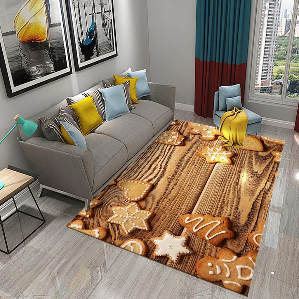 Christmas Cookies Carpet Gingerbread Man Rug Dessert Printed Rectangle Area Rugs Yoga Mats Bedroom Living Room Decor Door Mat