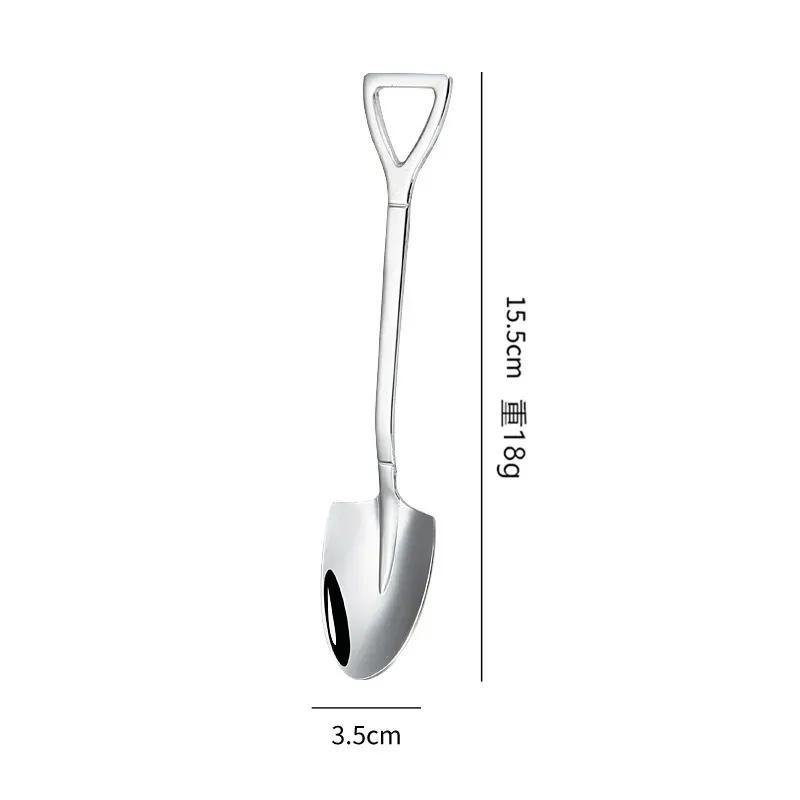 Stainless Steel Coffee Tea Scoops Creative Retro Shovel Scoop for Dinner Ice Cream Dessert Watermelon Kitchen Tableware Bar Tool TLY008