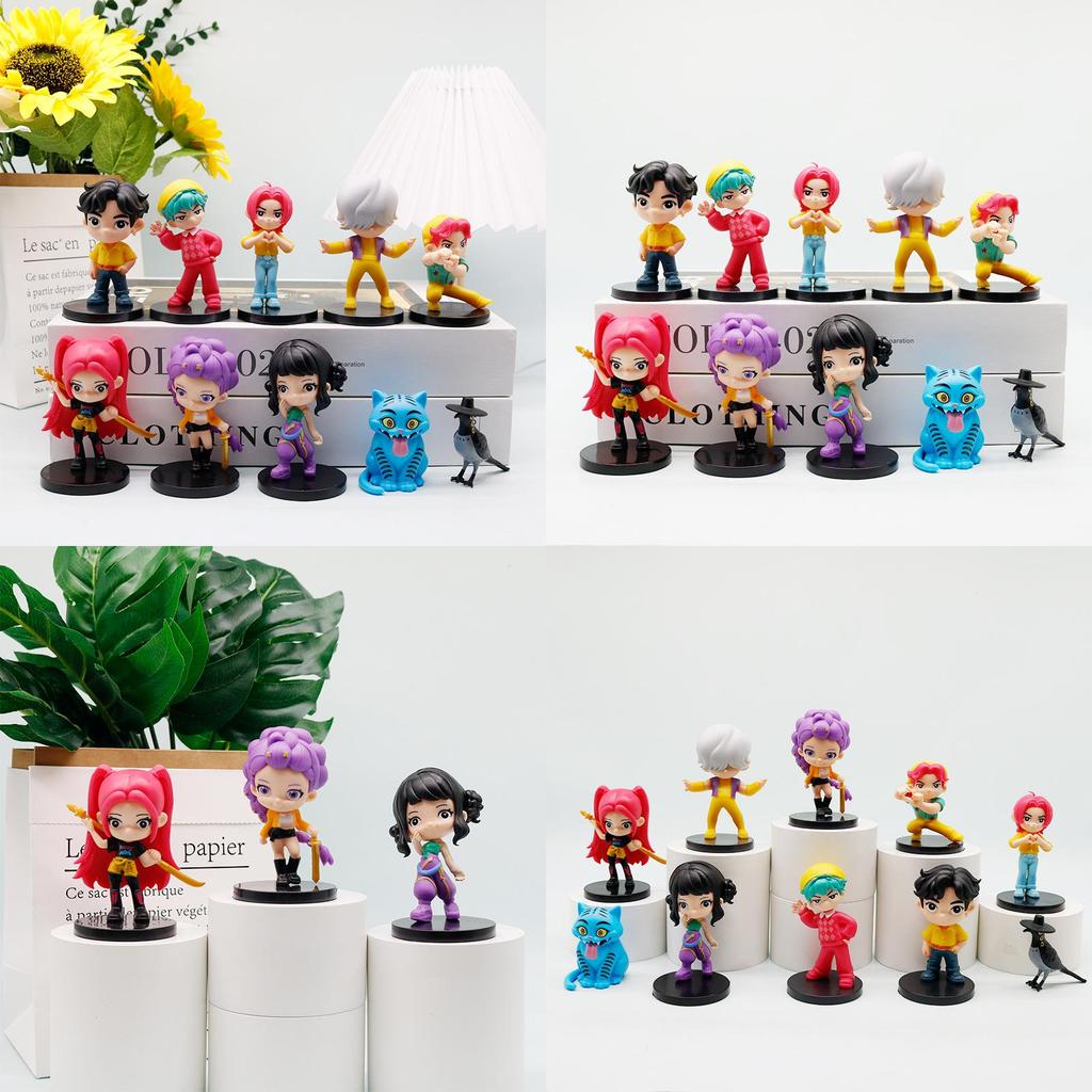 Q Version Kpop Demon Hunters Pvc Model Ornament For Demon Slayer Fans With Cartoon Style