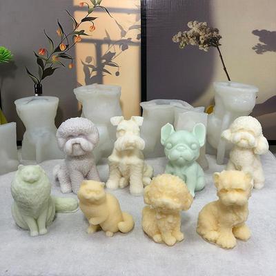 3D Teddy Chai Pies Aromaterapeutyczna Świeca Kamień Zapachowy Dekoracja z Żywicy Silikonowa Forma DIY Pies Kot Forma Gipsowa