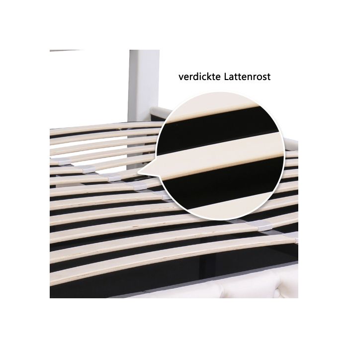 Lit Rembourré - MUVOE - 140 X 200 Cm - Éclairage LED - Rangement Intégré - Blanc