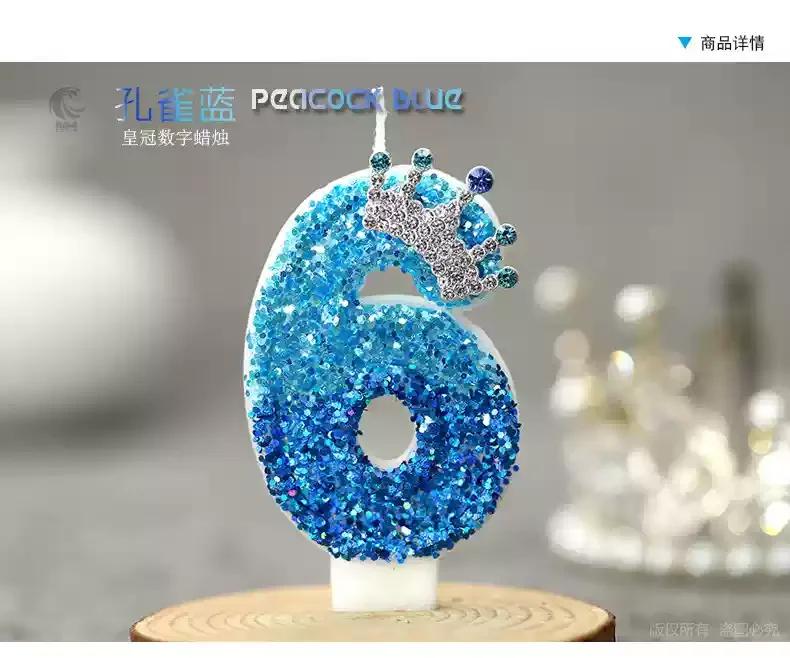 Birthday Number Candles Blue Crown 0 1 2 3 4 5 6 7 8 9 Number Cake Candles Birthday Wedding Party Cake Topper Decor