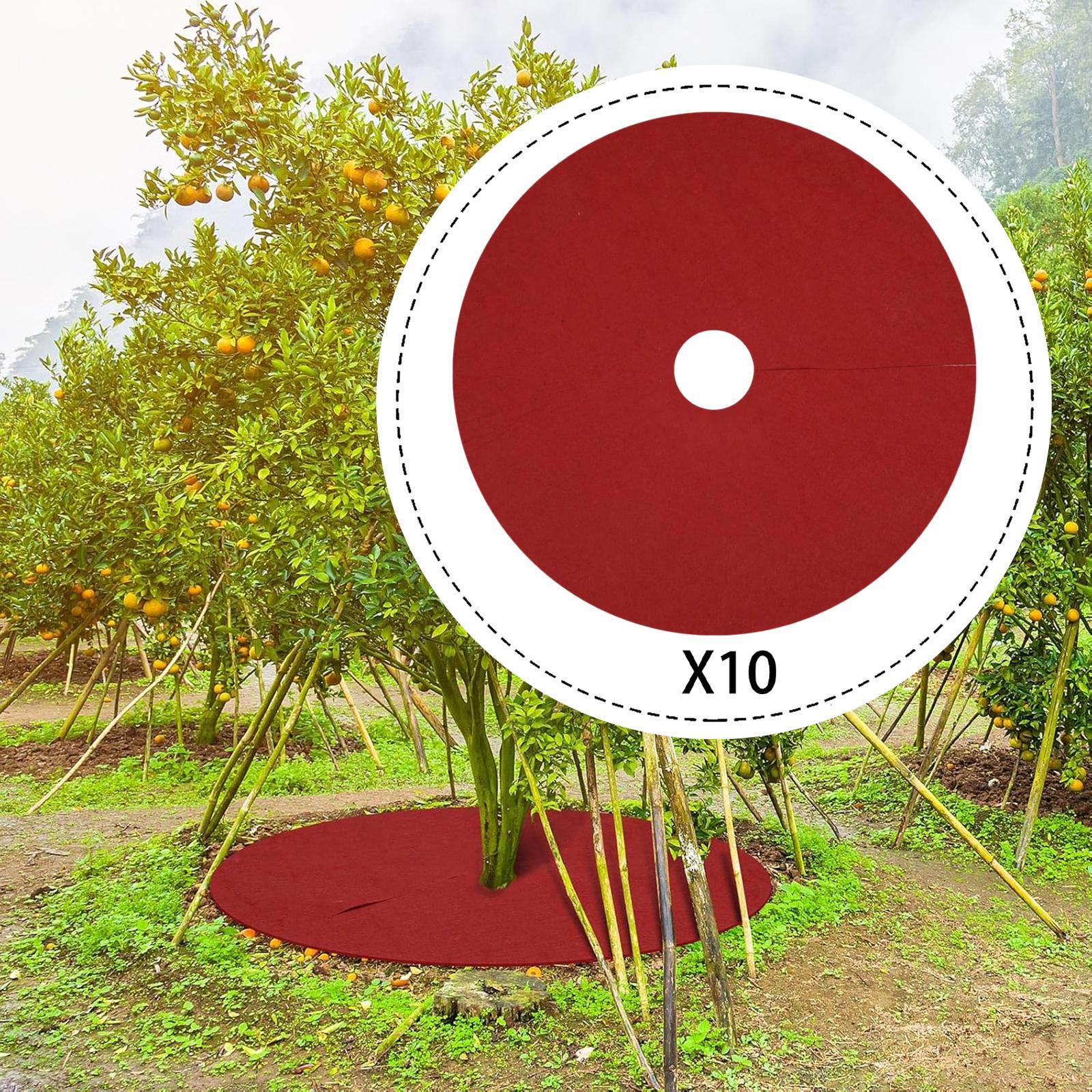 

10 Pieces Tree Weeding Barrier Mats Garden Barriers Portable for Grass Outdoor червоний