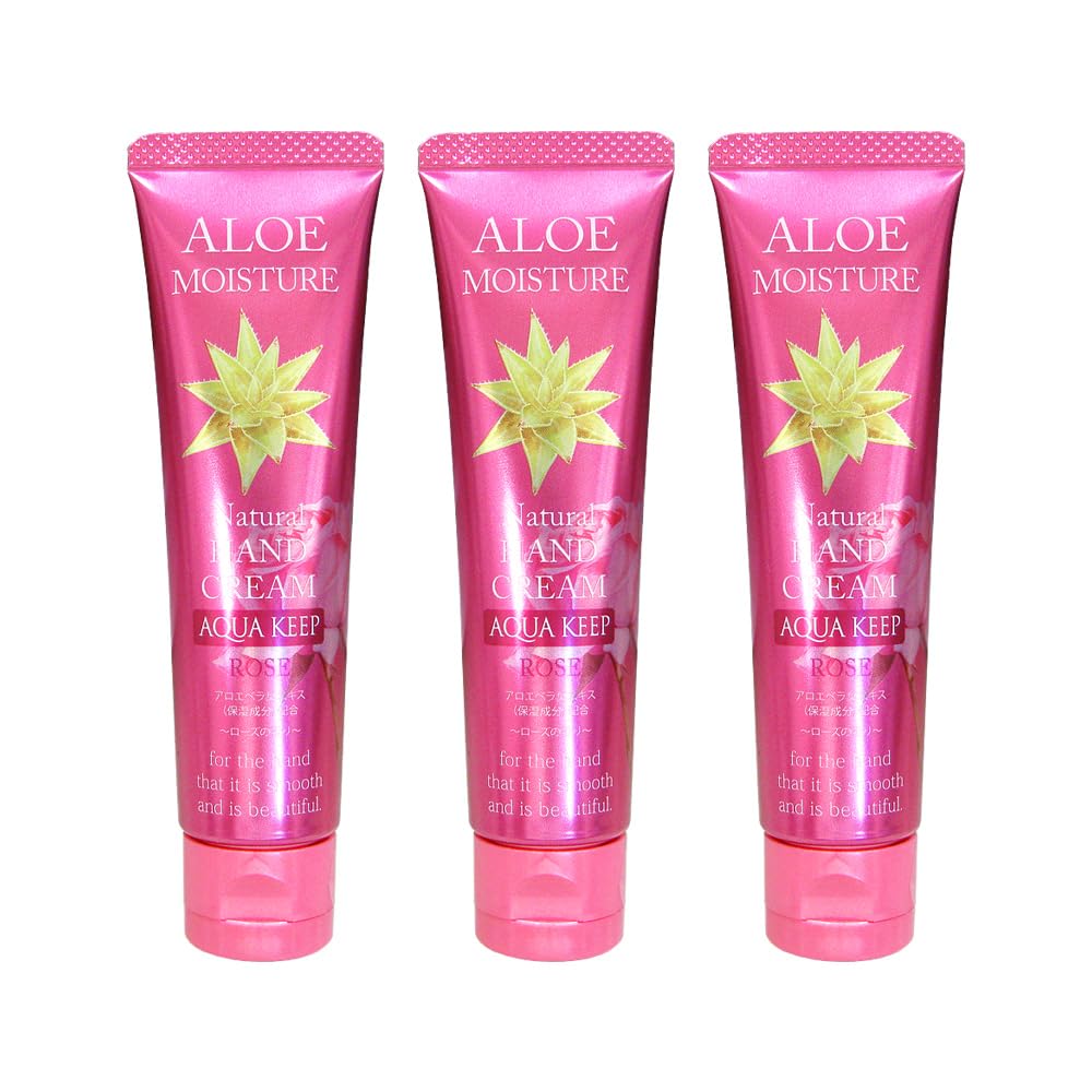 Highly Moisturizing Yet Hand Cream Containing Aloe Vera Leaf Aloe Moisture Rose Non-greasy Extract, (30g (x 3)) 3-pack