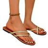 Large Size Flat Toe Flip-flops Women's Solid Color Woven Toe Wear Beach Sandals Wish