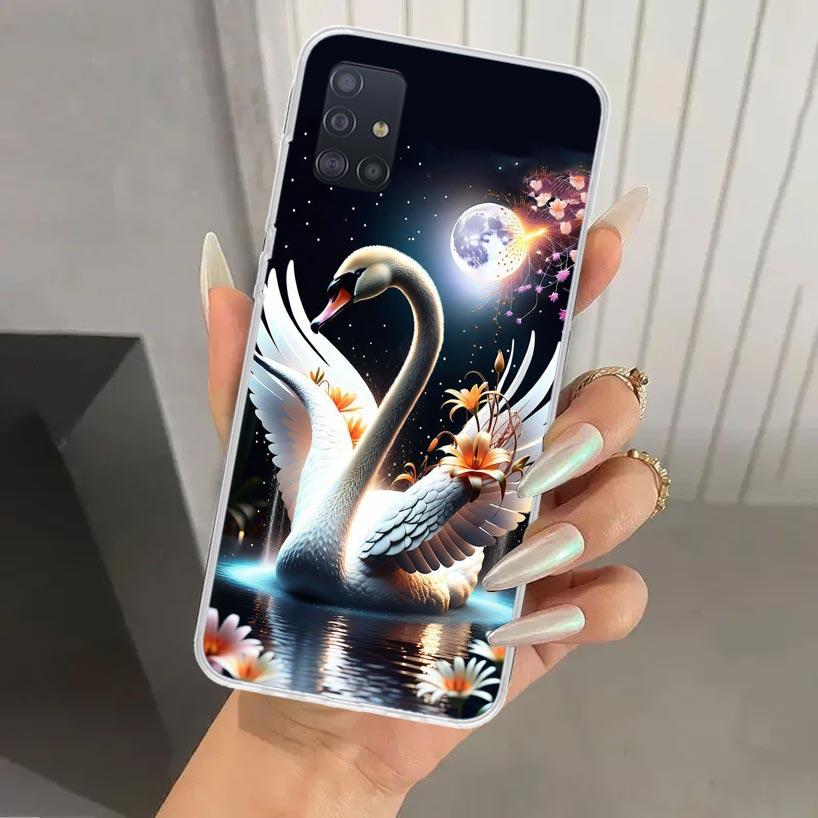 White Swan Grace Art Phone Case for Samsung Galaxy A52 A32 A22 A12 A02S A50S A30S A10S Note 20 Ultra 10 Plus S10 A31 A20 A71 A72