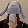 Elastic Bunny Pullover Cap Trendy Solid Color Knitted Hat Woolen Hat Rabbit Ears Cap  Kids