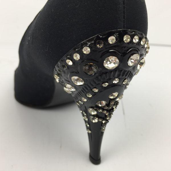 Gianni Versace Italy Pointed Toe Pumps Women’s 23.0 Black Jewel Decor 10cm Heel(USED)