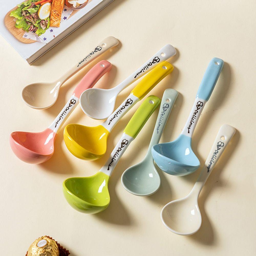 Hand Painted Kitchen Accessories Multicolor Kitchenware Cereal Ceramic Soup Spoon Home