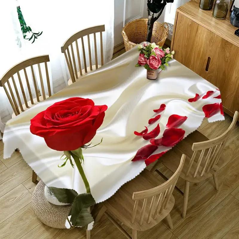 Flower Pattern Tablecloth Room Dining Table Coffee Table Party Wedding Decoration Washable Antifouling Tablecloth Picnic Mat