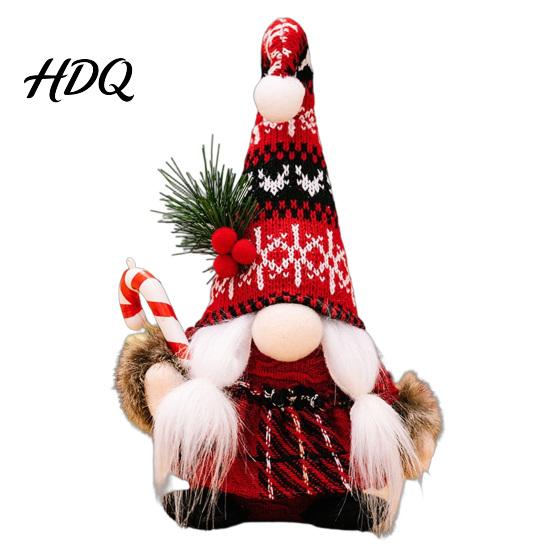 Handcrafted Holiday Table Accessory Christmas Plush Gnome Doll Knitted Hat Faceless Doll Ornament for Charming Corner Display Tabletop Decoration,