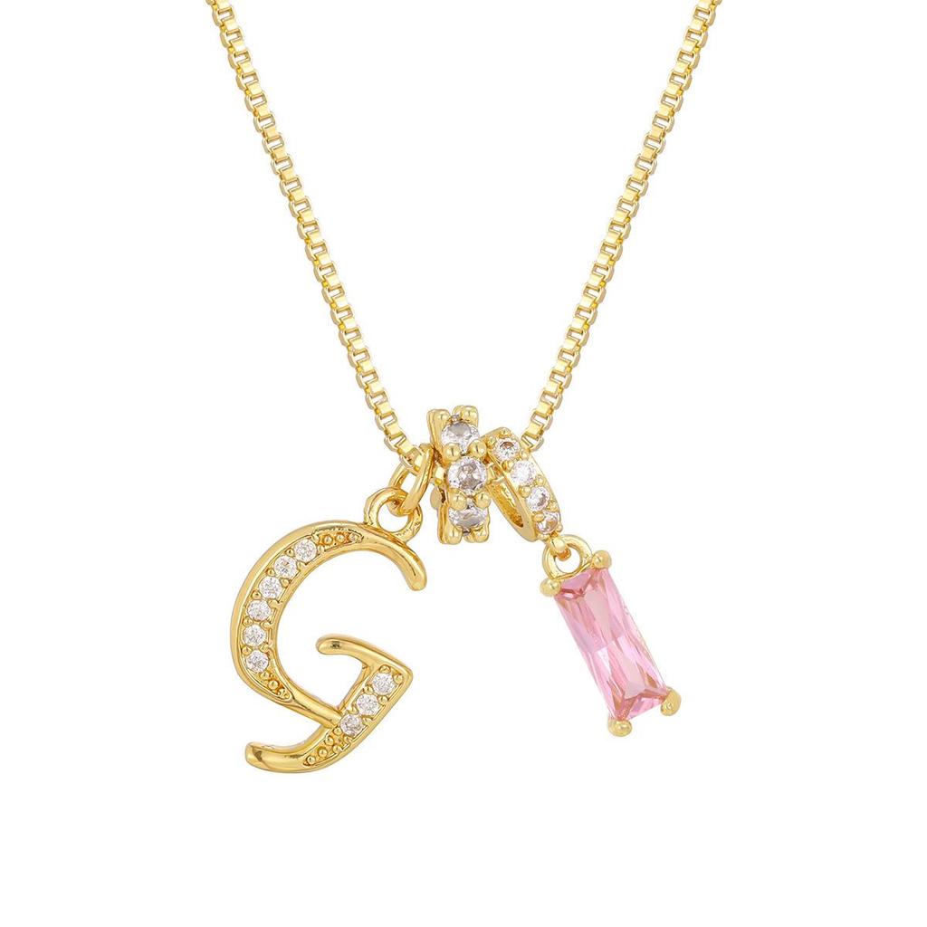 Kreuz Trend Rosa Diamant Schlüsselbein Halskette: Personalisierter 26-Buchstaben-Anhänger im Europäischen & Amerikanischen Mode-Stil