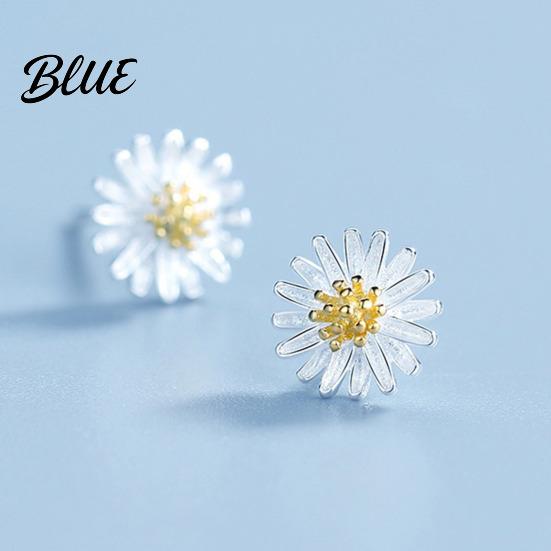 Plated Earrings 1 Pair Stud Mini Chrysanthemum Design Ear