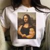 Lustiges Mona Lisa Bild T-Shirt Damen Spoof Grafik T-Shirts Humorvolle Streetwear Tops Sommer Y2k Damen Bluse Kawaii Kleidung