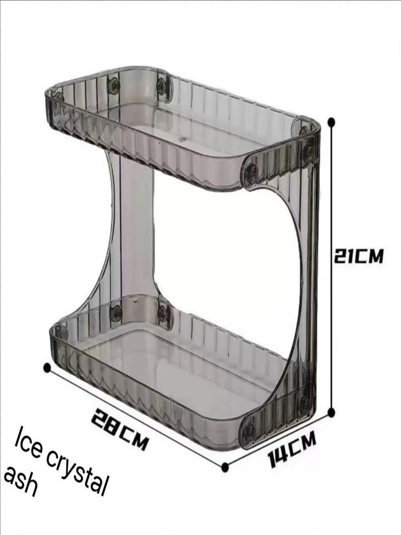 

2-Tier Transparent Plastic Desktop Cosmetic Storage Box with 2-Tier Shelves & 4-Wheel Base - Space-Saving Organizer Tray, Freest светло-серый