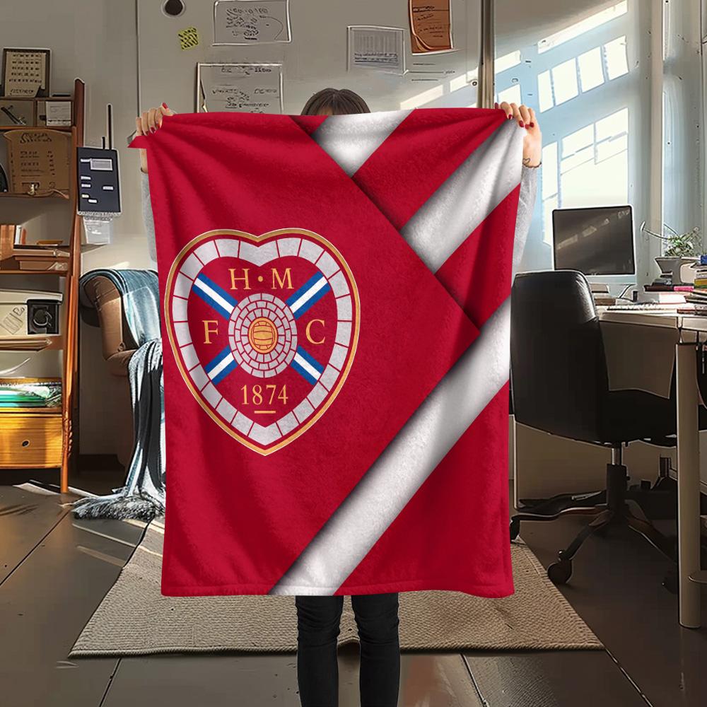 Hartes Football Club Print Flannel Blanket, High quality Comfortable for All Seasons, Home Decor, Warmth and Comfort