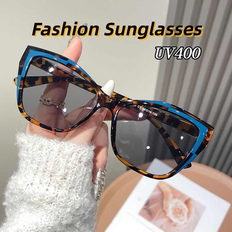 Women's Personality Versatile Sunglasses Color-blocked Cat Eye UV400 Glasses Street Photography Ultra Light Comfortable