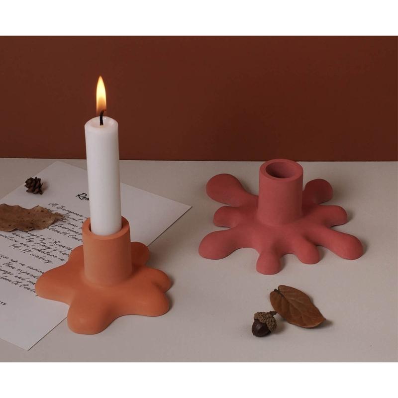 2-Pieces  Water Drop Candle Holder Mold for Resin Crafts Aromatherapy Candlestick Stand Mould Resin Casting Tool