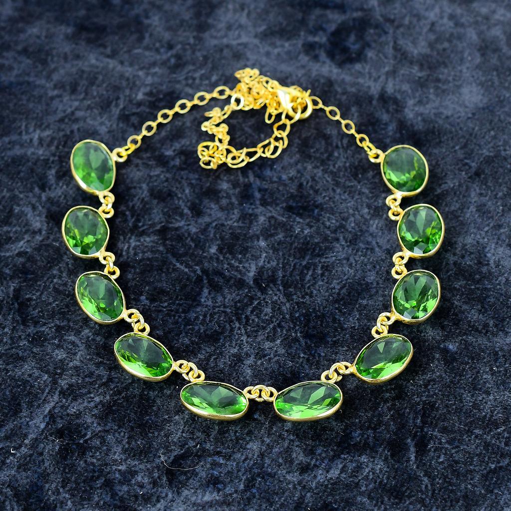 Peridot Gemstone Handmade 925 Sterling Silver Jewelry Necklace 20" M-2996