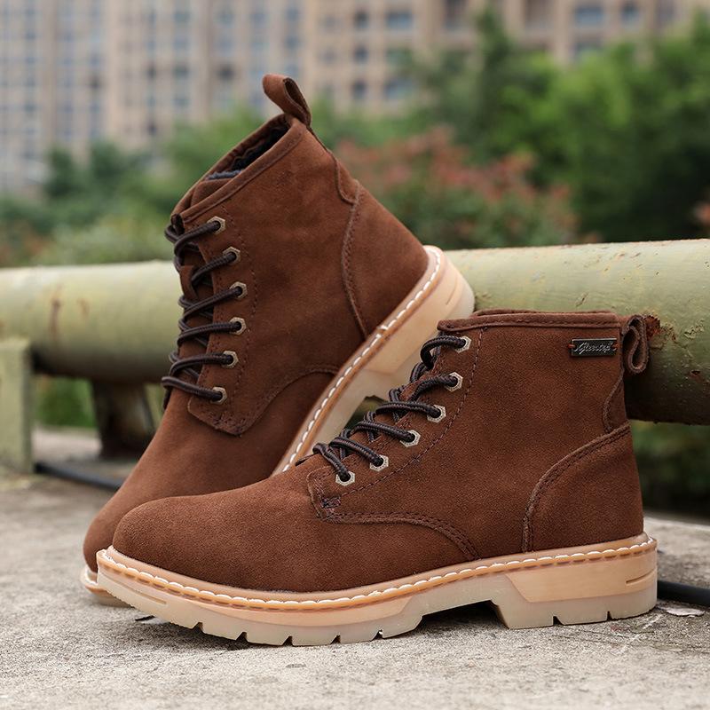 Winter Leather Snow Boots Velvet Thermal Men'S Shoes British Martin Boots Short Boots Trendy Women Cotton Shoes Wool Tooling Boots