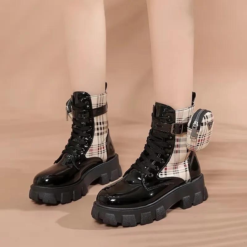 Fashion Women Platform High Top Fashion Boots Side Zipper Lace-up Versatile Warm Women Boots New In Women's Boots Mujer