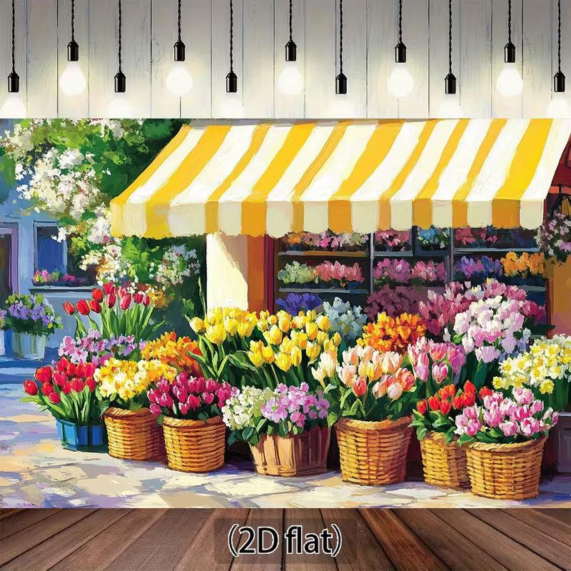 

2D Cozy Florist Shop Backdrop, Spring Party Background Cloth 47.2x31.5inch/120*80cm