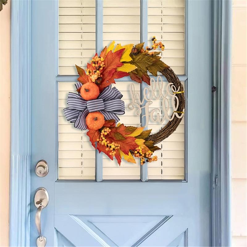 Fall Season Artificial Wreath Decors Decorative Wreath Hangings For Autumn Celebration Welcoming Touch Flower Rings