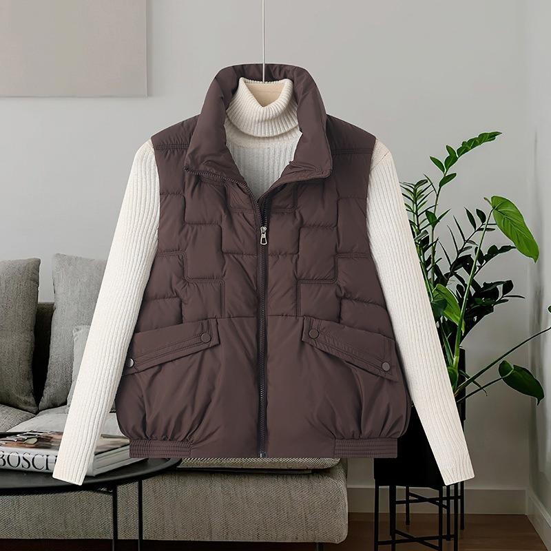 Autumn and winter new cotton-padded vest women's stand-up collar down cotton vest loose short wear vest women's coat
