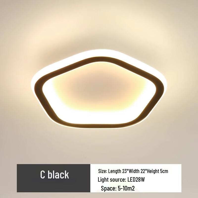 Modern Black Round LED Ceiling Light for Hallways