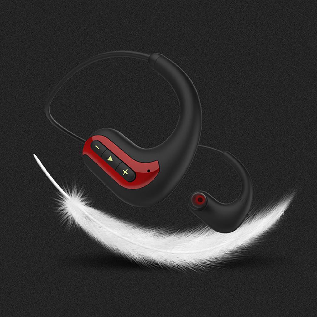 IPX8 Waterproof Sports Headphone Swimming Rear Hanging Bluetooth Earphone with 8G MemoryRed