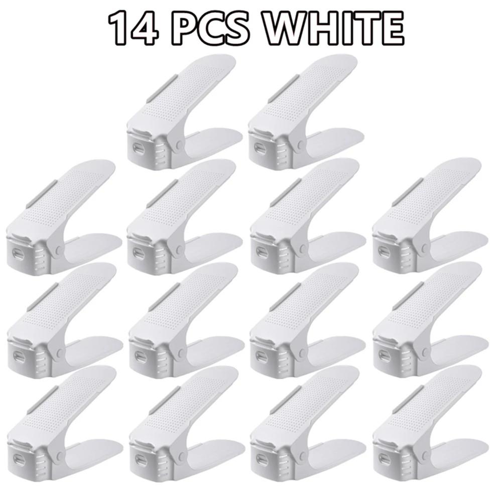 6/8/12/14Pcs Adjustable Shoe Organizer Shoe Support Rack,Space Saving Shoe-Shelf for Closet,Shoe Organizer Shoe Rack for Cabinet