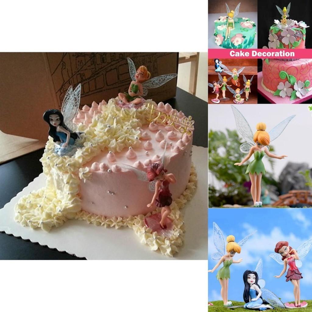 Blumenfee Miniatur Puppenhaus Gartendeko Set mit 6 Figuren mit Fliegenflügeln Handbemaltes Kunststoffmaterial 5-10cm Größe