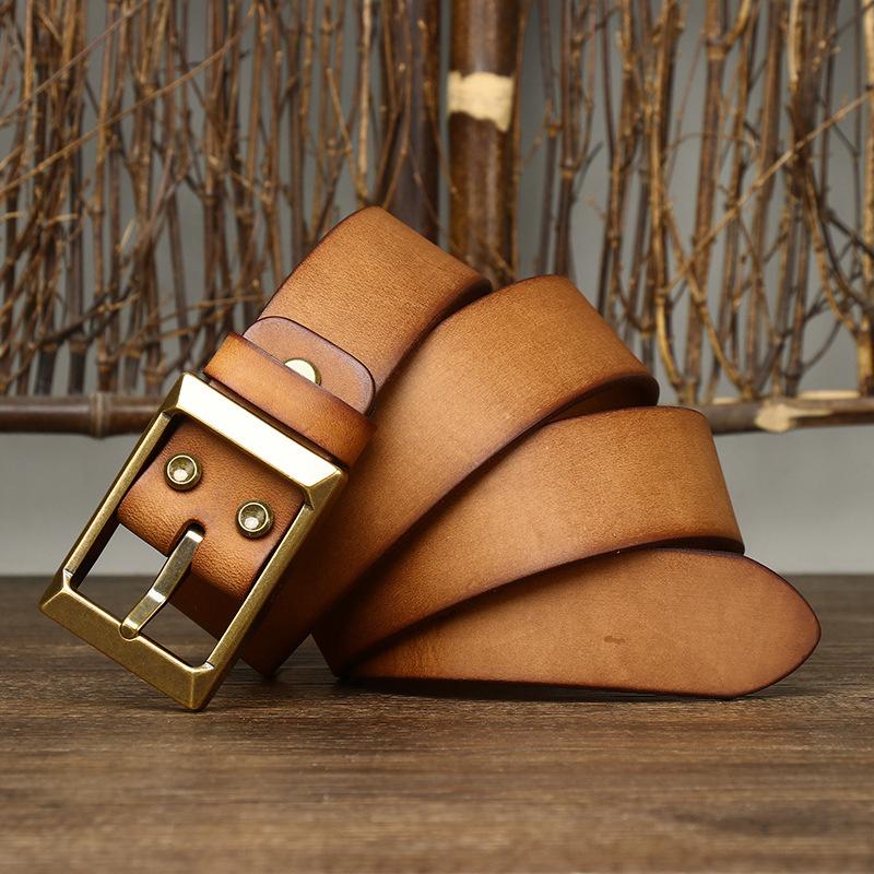 Belt Men's Retro Matte Top-Grain Leather Pin Buckle Genuine Leather Fashion All-Match Casual Jeans Belt Young People