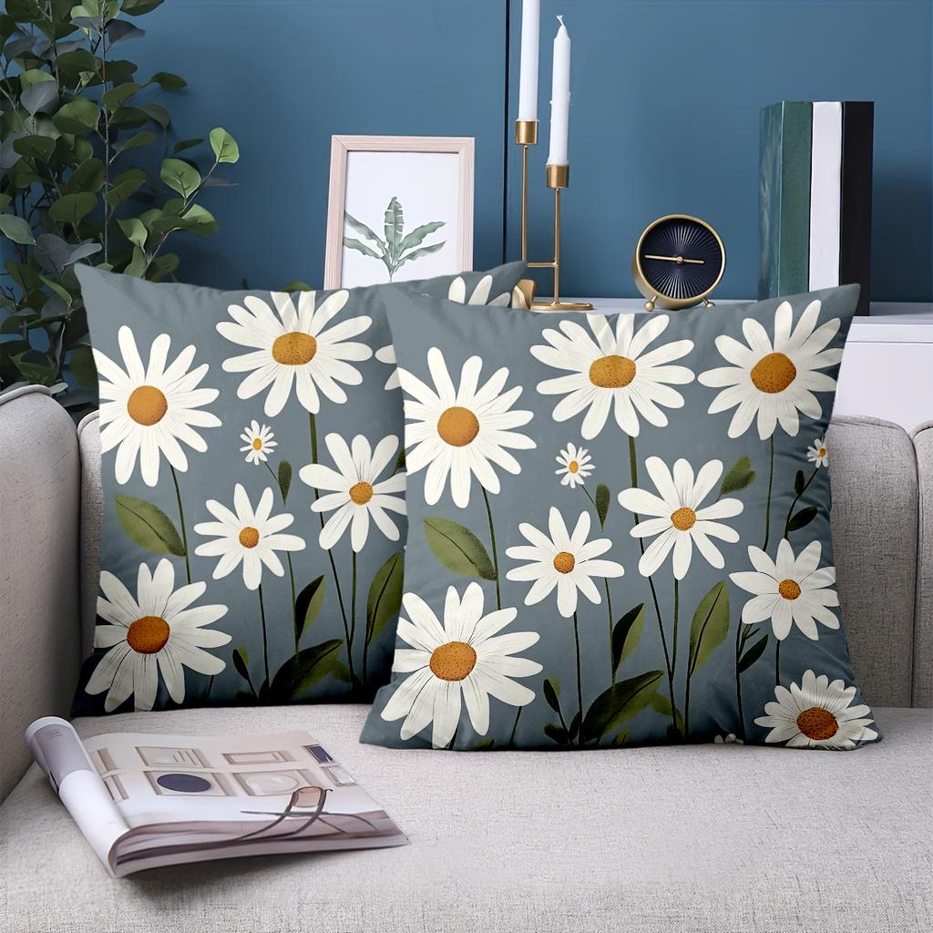 1 Pieces Boho Daisy Floral Throw Pillow Covers Farmhouse Decor Pattern Cushion Cover Suitable For Sofa Bedroom Car Pillow Cover