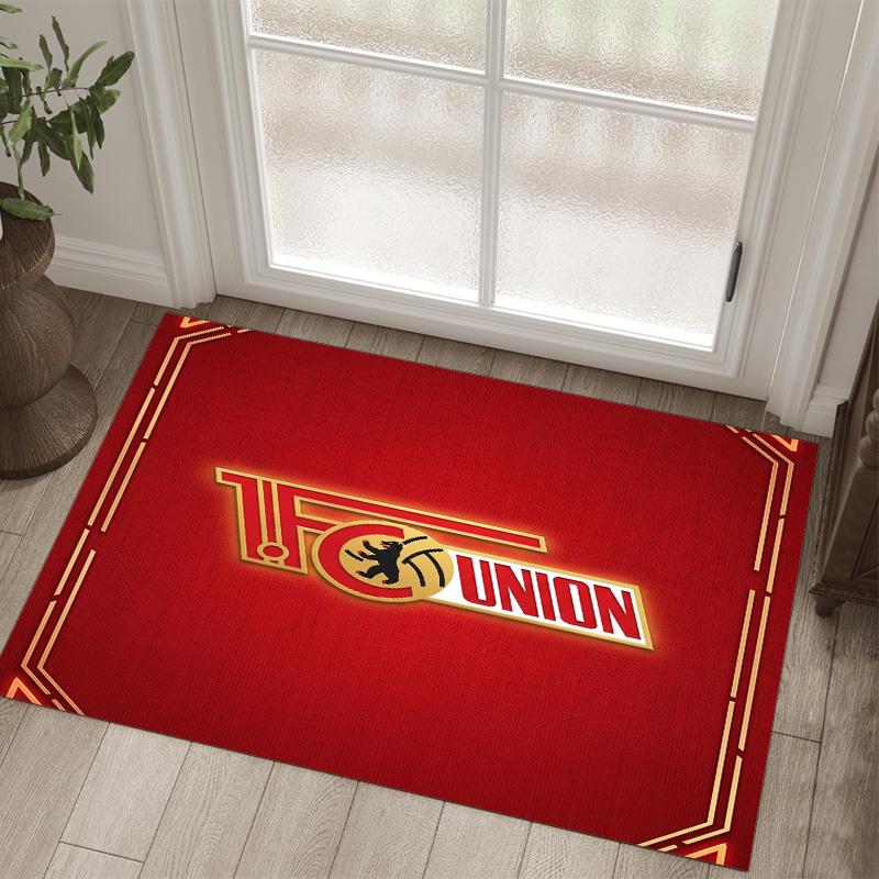 Union Berlin FC Design Kristall Samt Teppich Gemütlich Non?Rutschfester Teppich mit Aufdruck für Schlafzimmer Wohnzimmer Eingang