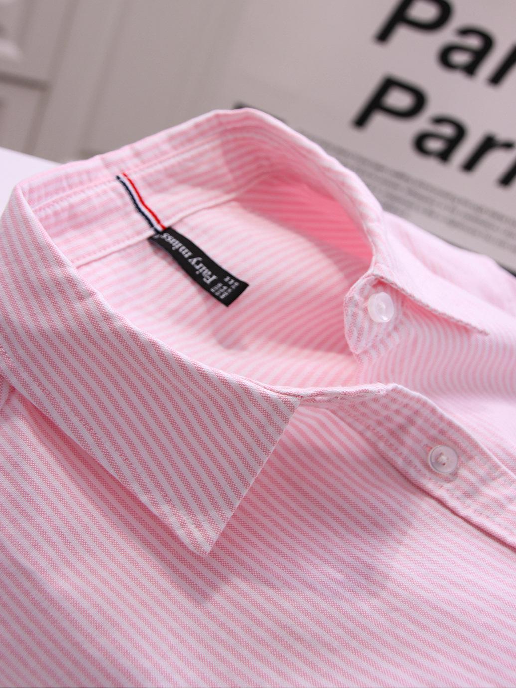 

Осінній стрункий жіночий бавовняний сорочка в тонку смужку - Повсякденний та універсальний стиль M (90-105 lbs)