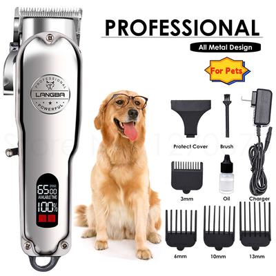 Profional Dog H Clipper Ganzmetall wiederaufladbarer Haustiertrimmer Katzenrasierer Schneiden Sie den Welpen Groomg Hcut Kit Low Noise