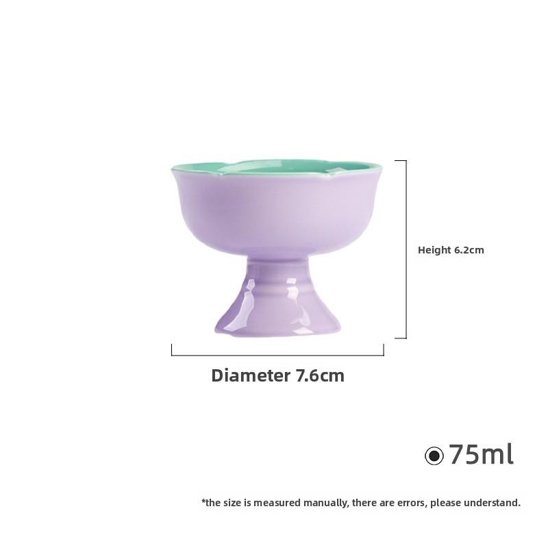 

Hibiscus purple imitation Song high-foot teacup Kung Fu tea set household ceramic purple turquoise green tea cup master cup 200ml