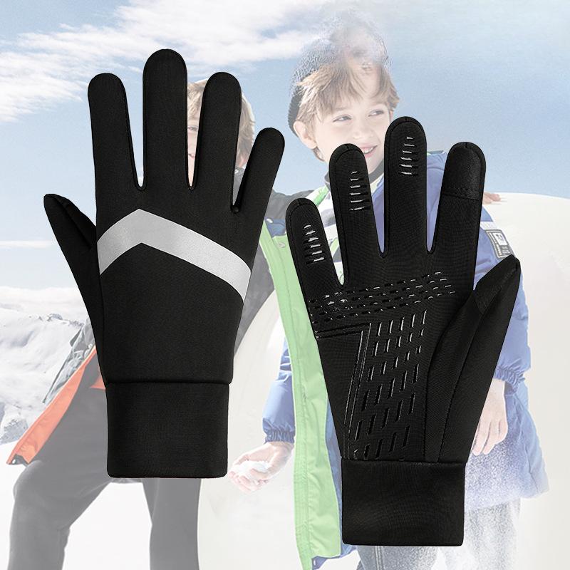 

Children s Gloves In Autumn and Winter Add Velvet To Warm and Reflective Primary School Students Gloves Sports Riding Non Slip Children s Wheels XL